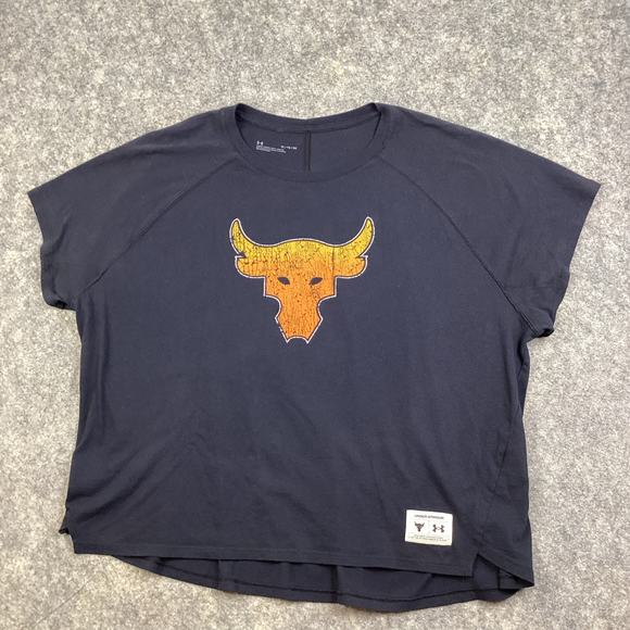 Under Armour Iron Paradise Loose Workout T Shirt Black Orange Size XL 486 - Picture 2 of 8